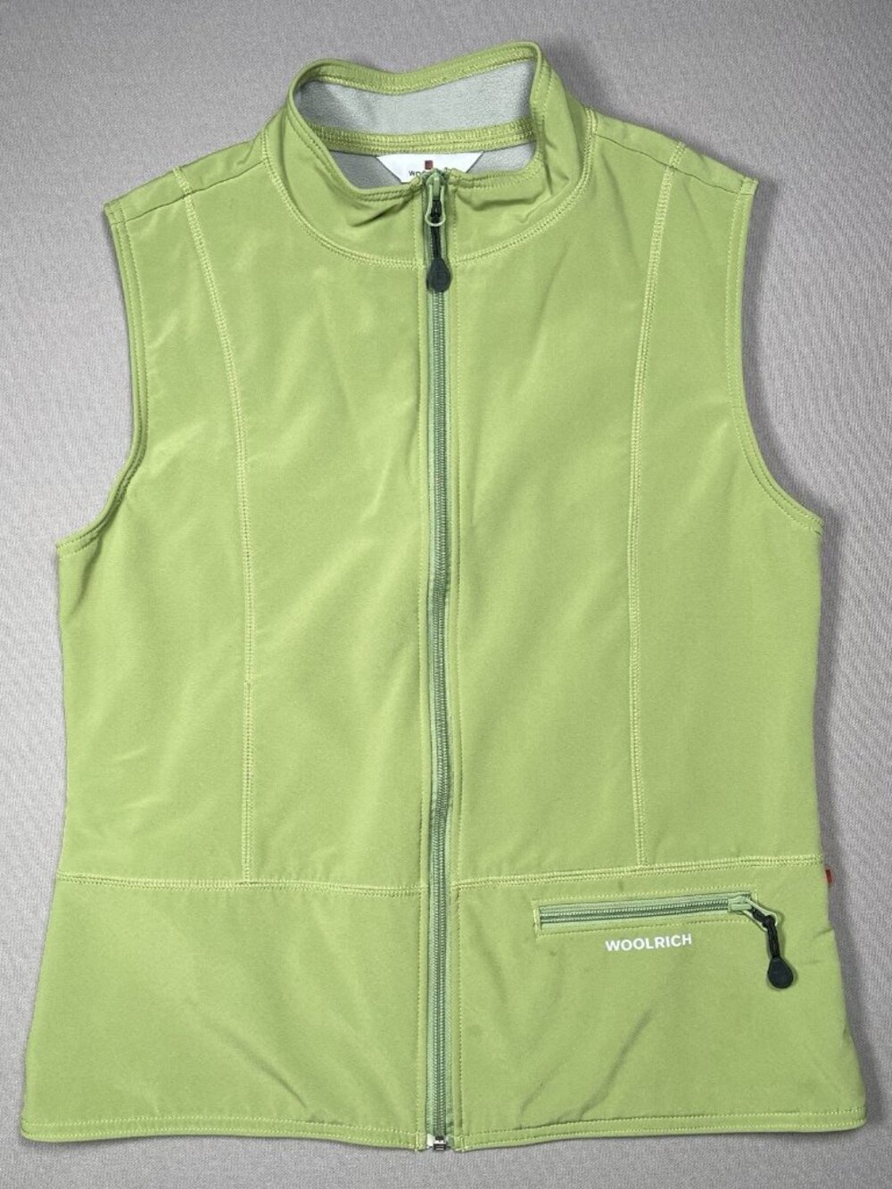 Woolrich Softshell Fleece Lined Aloe Green Zip Up Vest - Women Size Small